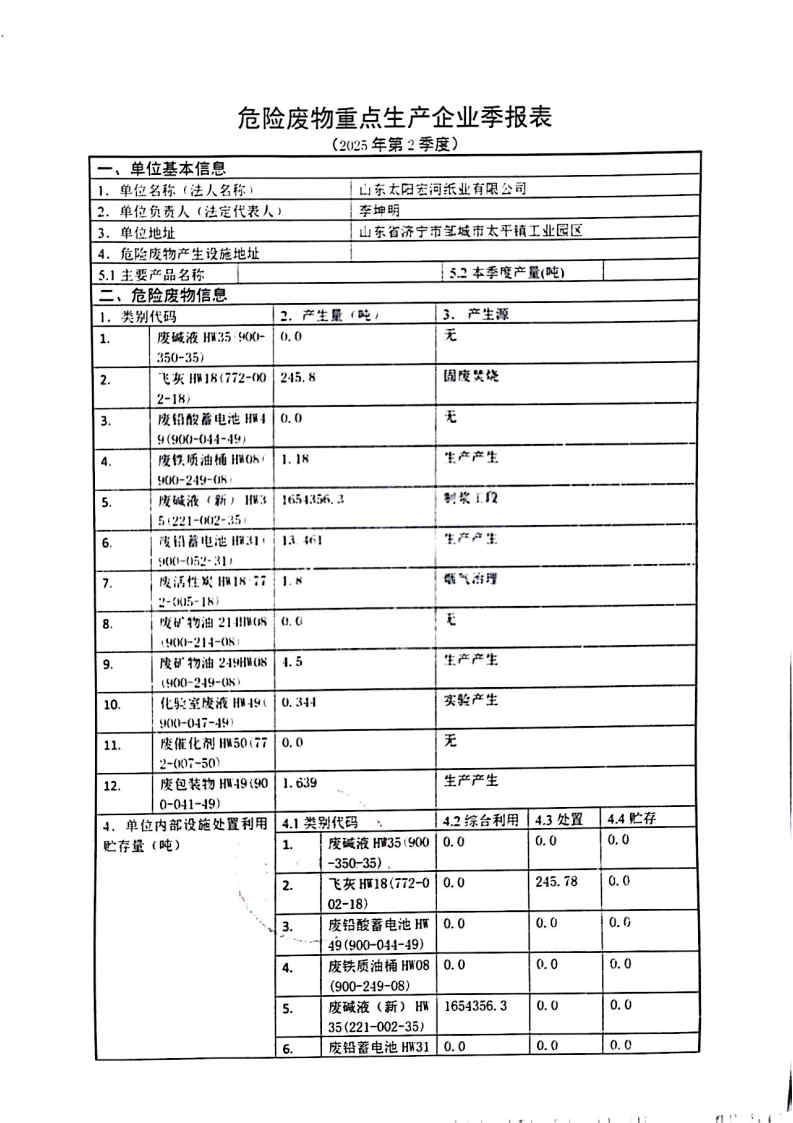 2025年好体育直播宏河纸业危险废物第二季度报表_Page1.jpg